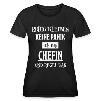 Chefin Mama Lustiger Spruch Familie Beruf Geschenk - Frauen Funktions-T-Shirt - Schwarz - Vorne - AI Model Female 172 light (172cm)