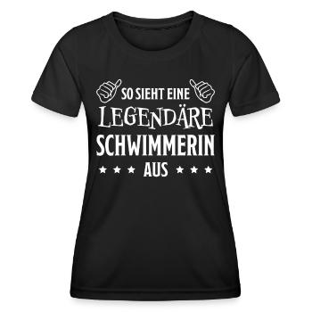 Schwimmerin Lustiger Spruch Fun Schwimmen Geschenk - Frauen Funktions-T-Shirt - Schwarz - Vorne - AI Model Female 172 light (172cm)