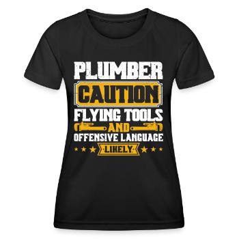 Vorsicht Fliegende Werkzeuge und Schimpfwörter Kle - Frauen Funktions-T-Shirt - Schwarz - Vorne - AI Model Female 172 light (172cm)