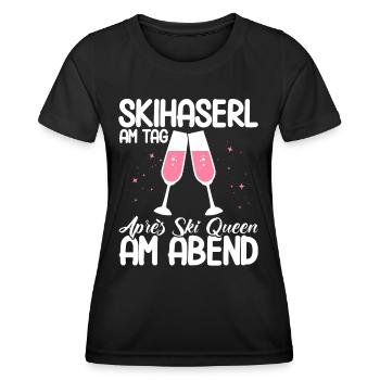 Apres Ski Skihaserl Am Tag Après Ski Queen Geschen - Frauen Funktions-T-Shirt - Schwarz - Vorne - AI Model Female 172 light (172cm)
