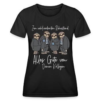 Ruhestand Arbeitskollege Rente Abschied Kollege - Frauen Funktions-T-Shirt - Schwarz - Vorne - AI Model Female 172 light (172cm)