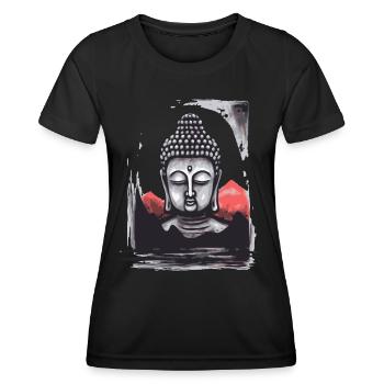 Japan Rote Sonne: Ein ruhender Buddha - Frauen Funktions-T-Shirt - Schwarz - Vorne - AI Model Female 172 light (172cm)