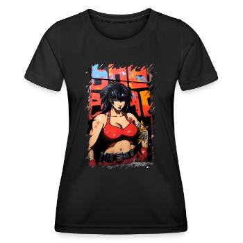 Cartoon Manga Anime Street Art Mädchen - Frauen Funktions-T-Shirt - Schwarz - Vorne - AI Model Female 172 light (172cm)