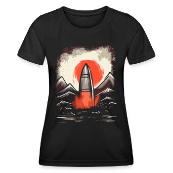 Soleil rouge japonais : Lancement d’une fusée - T-shirt sport Femme - noir - Devant - AI Model Female 172 light (172cm)