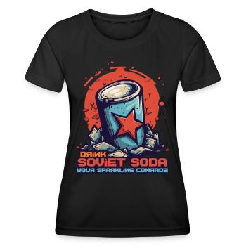 Soviet Soda: The Bubbly Comrade - Women's Functional T-Shirt - black - Front - AI Model Female 172 light (172cm)
