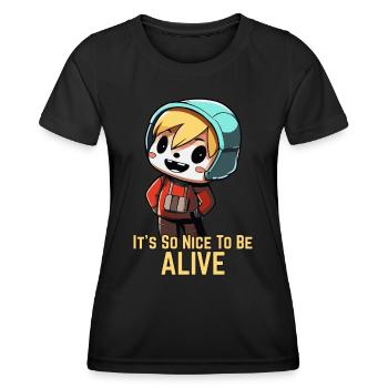 Schön, am Leben zu sein: Anime Männchen - Frauen Funktions-T-Shirt - Schwarz - Vorne - AI Model Female 172 light (172cm)