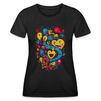 Playful Heart Bubbles and Monsters - Women's Functional T-Shirt - black - Front - AI Model Female 172 light (172cm)