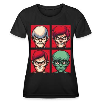 Cartoon-Gesichter des Zorns - Frauen Funktions-T-Shirt - Schwarz - Vorne - AI Model Female 172 light (172cm)
