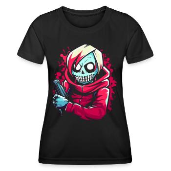Squelette de zombie hip-hop de dessin animé - T-shirt sport Femme - noir - Devant - AI Model Female 172 light (172cm)