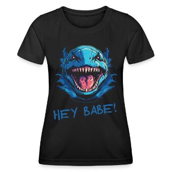 Wütende Lustige Schildkröte, Hey Babes! - Frauen Funktions-T-Shirt - Schwarz - Vorne - AI Model Female 172 light (172cm)