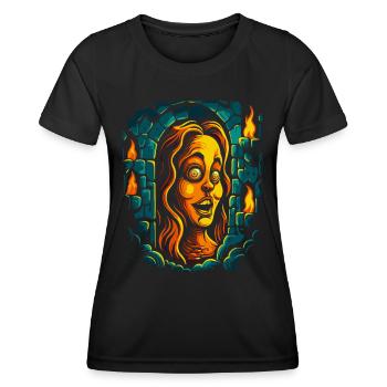 Die Schrecken der Horror-Frau im Kerker - Frauen Funktions-T-Shirt - Schwarz - Vorne - AI Model Female 172 light (172cm)