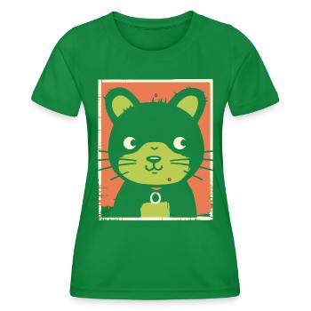 Funny Cartoon Bear - Women's Functional T-Shirt - kelly green - Front - AI Model Female 172 dark (172cm)