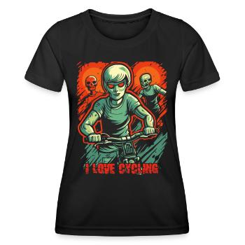 zombie cycliste mort-vivant : j’aime le cyclisme - T-shirt sport Femme - noir - Devant - AI Model Female 172 light (172cm)