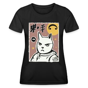 A vintage cartoon space kitten - Women's Functional T-Shirt - black - Front - AI Model Female 172 light (172cm)
