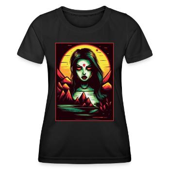Cartoon Manga Anime Mutter Natur - Frauen Funktions-T-Shirt - Schwarz - Vorne - AI Model Female 172 light (172cm)