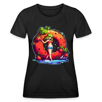 Beignet juteux et fruité - T-shirt sport Femme - noir - Devant - AI Model Female 172 light (172cm)