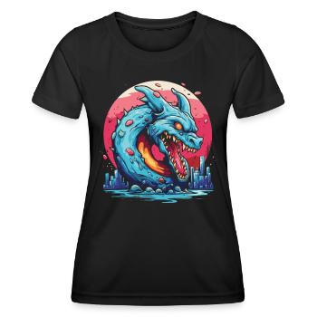 Zorn des glasierten Donut Drachen - Frauen Funktions-T-Shirt - Schwarz - Vorne - AI Model Female 172 light (172cm)