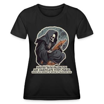 Sensenmann trainiert in Datenanalyse - Frauen Funktions-T-Shirt - Schwarz - Vorne - AI Model Female 172 light (172cm)