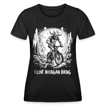 Demon Biker : J’adore le VTT - T-shirt sport Femme - noir - Devant - AI Model Female 172 light (172cm)