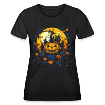 La maison hantée de la citrouille : Halloween - T-shirt sport Femme - noir - Devant - AI Model Female 172 light (172cm)
