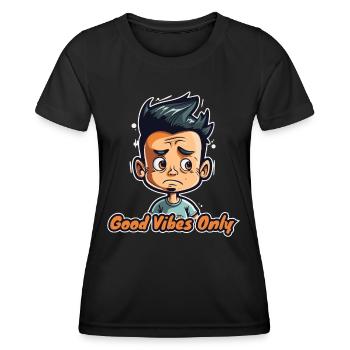 Nur positive Vibes - Frauen Funktions-T-Shirt - Schwarz - Vorne - AI Model Female 172 light (172cm)