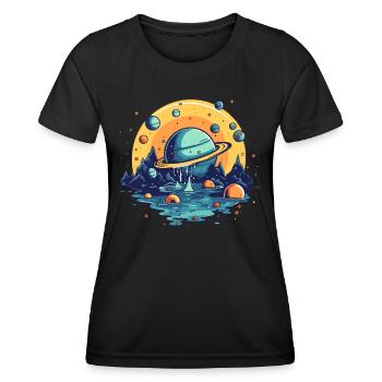 Das Universum ist flüssig - Frauen Funktions-T-Shirt - Schwarz - Vorne - AI Model Female 172 light (172cm)