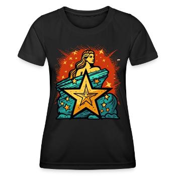 Göttin der Gerechtigkeit Sterne: Ikonische Frau - Frauen Funktions-T-Shirt - Schwarz - Vorne - AI Model Female 172 light (172cm)