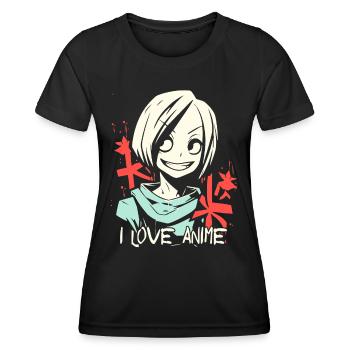 I love anime and cool girls - Women's Functional T-Shirt - black - Front - AI Model Female 172 light (172cm)