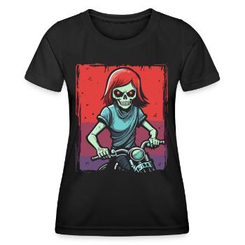Dessin animé, Manga, Anime, Goule, Zombie, Motard - T-shirt sport Femme - noir - Devant - AI Model Female 172 light (172cm)