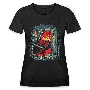Das Verlies der Hölle und ein Klavier - Frauen Funktions-T-Shirt - Schwarz - Vorne - AI Model Female 172 light (172cm)