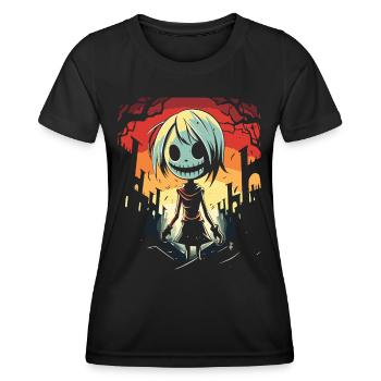 Fille zombie d’anime japonais la nuit - T-shirt sport Femme - noir - Devant - AI Model Female 172 light (172cm)