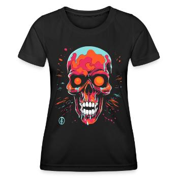 Des éclaboussures de peinture dégoulinantes et un crâne - T-shirt sport Femme - noir - Devant - AI Model Female 172 light (172cm)
