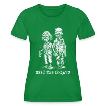Wenn Zombies Eltern die Schwiegereltern treffen - Frauen Funktions-T-Shirt - Kelly Green - Vorne - AI Model Female 172 dark (172cm)