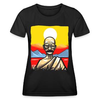 Mahatma Bouddha : Dessin animé Bouddhisme - T-shirt sport Femme - noir - Devant - AI Model Female 172 light (172cm)