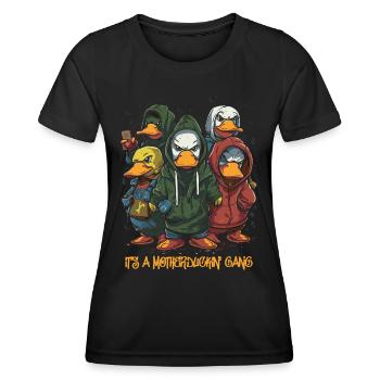 L’ornithorynque marche les canards de rue - T-shirt sport Femme - noir - Devant - AI Model Female 172 light (172cm)