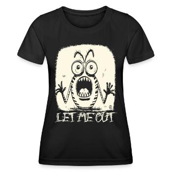 Ein Cartoon-Insekt schreit: Lass mich raus! - Frauen Funktions-T-Shirt - Schwarz - Vorne - AI Model Female 172 light (172cm)