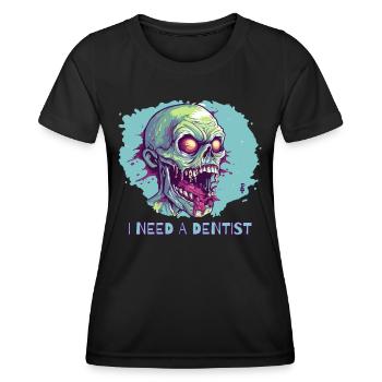 Zombie de mauvaises dents, j’ai besoin d’un dentiste - T-shirt sport Femme - noir - Devant - AI Model Female 172 light (172cm)