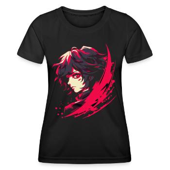 Japanisches Manga Anime Mädchen - Frauen Funktions-T-Shirt - Schwarz - Vorne - AI Model Female 172 light (172cm)