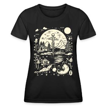 Squelette ludique et folie abstraite de la nature - T-shirt sport Femme - noir - Devant - AI Model Female 172 light (172cm)