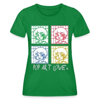 Cartoon Anime Meets Pop Art Love - Women's Functional T-Shirt - kelly green - Front - AI Model Female 172 dark (172cm)