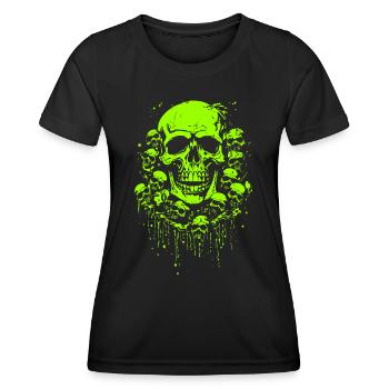 Grün schleimige lustige Totenköpfe im Überfluss - Frauen Funktions-T-Shirt - Schwarz - Vorne - AI Model Female 172 light (172cm)