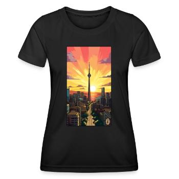 Cartoon City: The Great Tower on the Beach - Women's Functional T-Shirt - black - Front - AI Model Female 172 light (172cm)