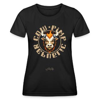 Cow Pimp Republic : Éleveurs de vaches, agriculteurs et vaches - T-shirt sport Femme - noir - Devant - AI Model Female 172 light (172cm)