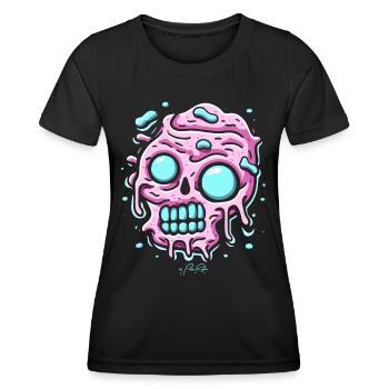 Pink Türkiser Schmelzender Marshmallow Schädel - Frauen Funktions-T-Shirt - Schwarz - Vorne - AI Model Female 172 light (172cm)