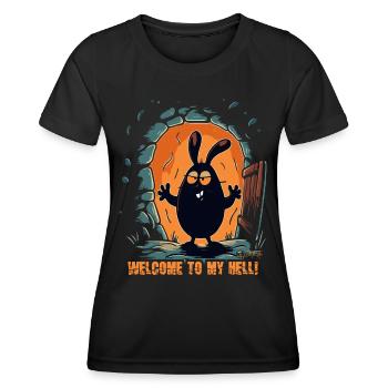 Willkommen in meiner Hölle, der Hase - Frauen Funktions-T-Shirt - Schwarz - Vorne - AI Model Female 172 light (172cm)