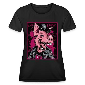 Le punk est mort, cochon punk rock - T-shirt sport Femme - noir - Devant - AI Model Female 172 light (172cm)