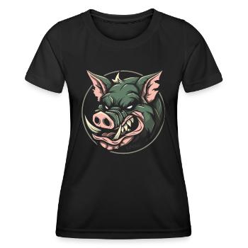 Brutal looking pig, Team Wild Boar - Women's Functional T-Shirt - black - Front - AI Model Female 172 light (172cm)