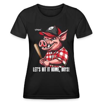 Hit it Home, Homeboys - Baseball Pig - Women's Functional T-Shirt - black - Front - AI Model Female 172 light (172cm)