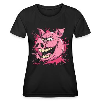 Ein wirklich gemeines Schwein - Frauen Funktions-T-Shirt - Schwarz - Vorne - AI Model Female 172 light (172cm)