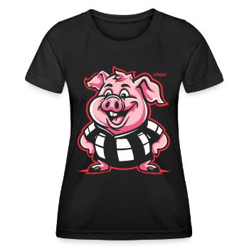 Eine Überraschung, molliges rundes Schwein - Frauen Funktions-T-Shirt - Schwarz - Vorne - AI Model Female 172 light (172cm)